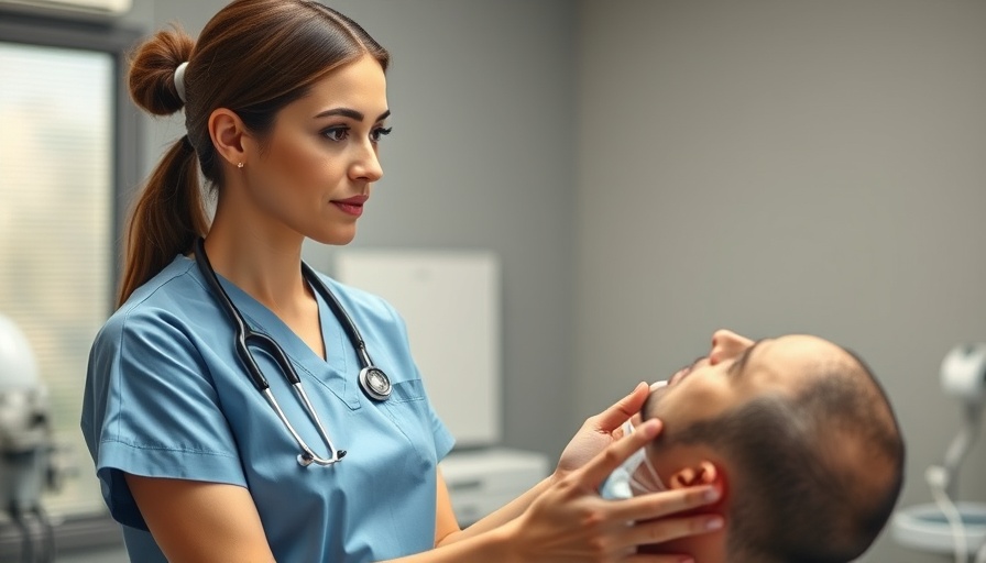 Medical professional explaining hair restoration procedure.