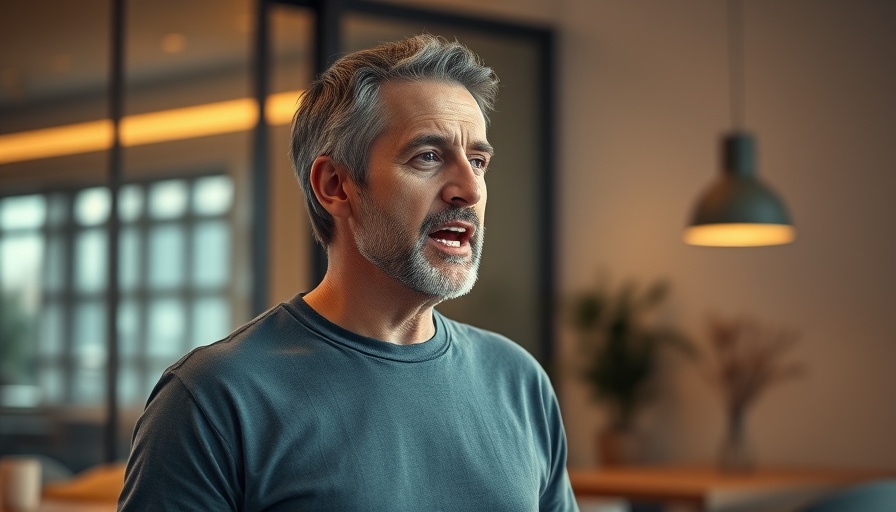 Middle-aged man discussing mineral deficiency indoors.