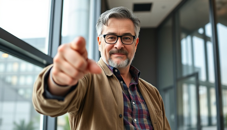 Confident man emphasizing independence indoors promoting becoming your ultimate self.