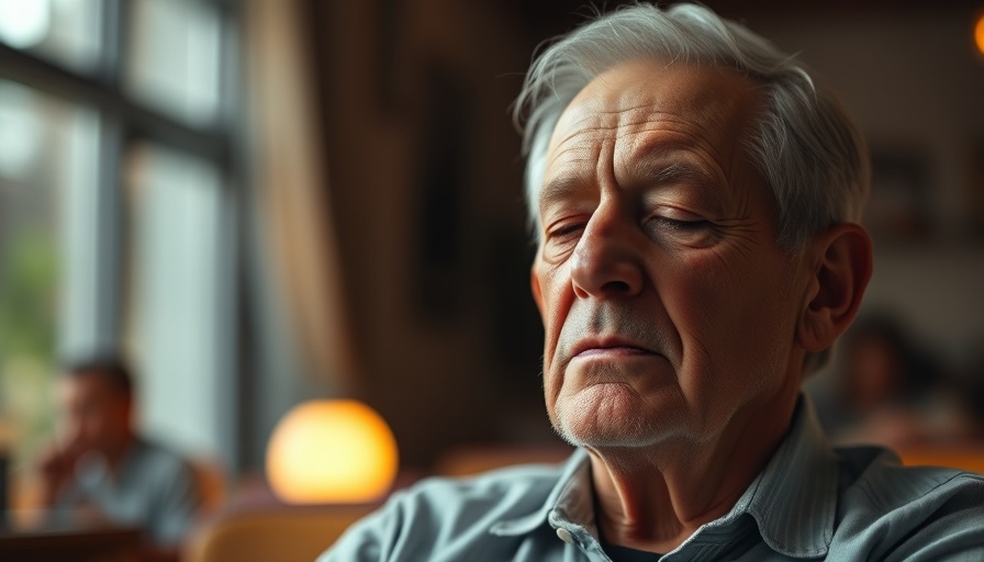 Older man with serene expression representing human optimization indoors.