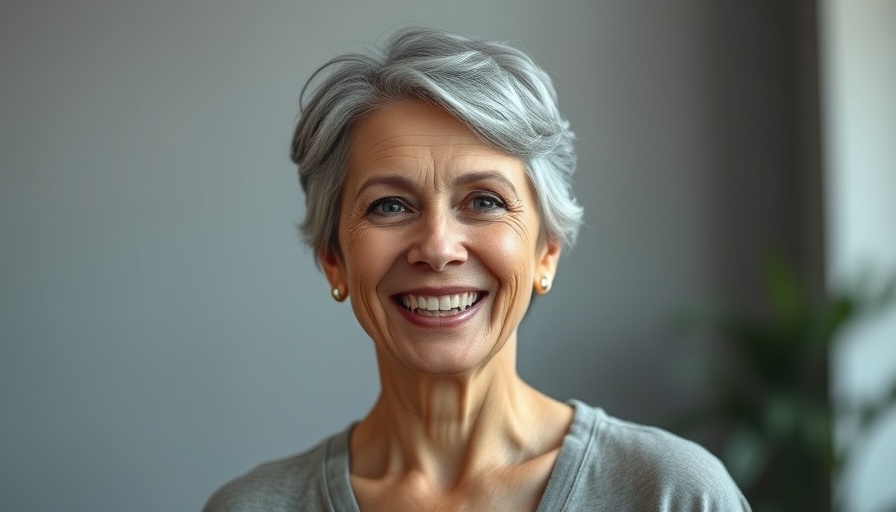 Middle-aged woman confidently speaking, setting intentions for personal transformation.