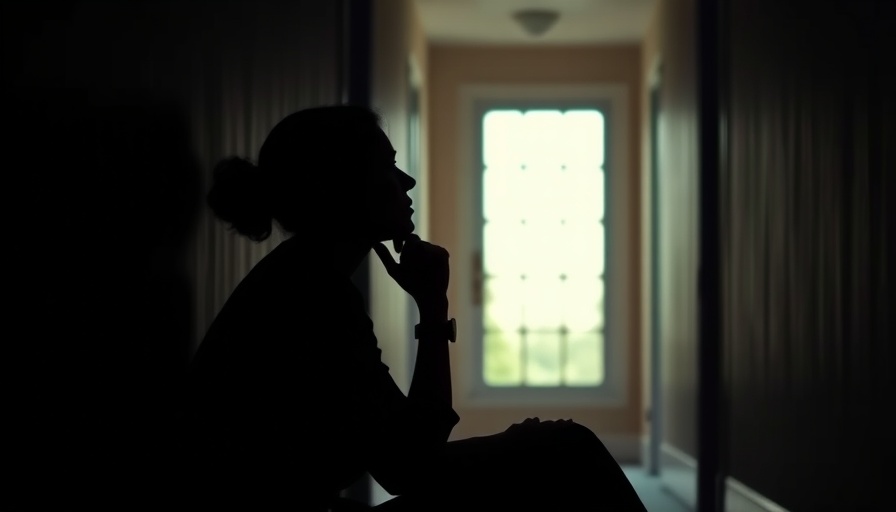 Silhouette of woman reflecting in a dark hallway, symbolizing personal growth after loss.