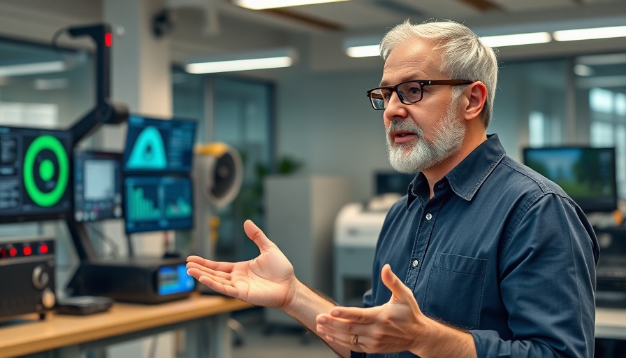 Man discussing hair restoration test benefits and technology.