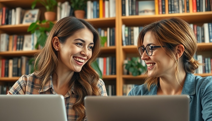 Women discussing online with bookshelves, Quantum Biology talk.