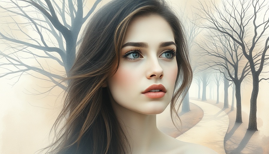 Ethereal watercolor of woman contemplating amidst trees; Navigating Grief and Family Relationships.