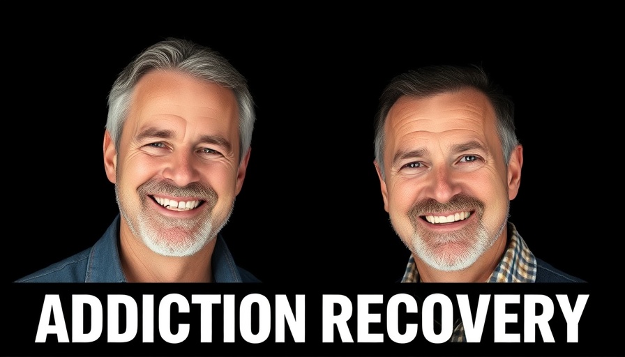 Two men with text on addiction recovery therapies.