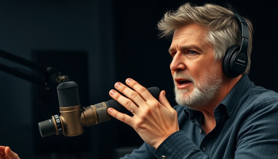 Man discussing stem cells in a podcast studio for longevity science.