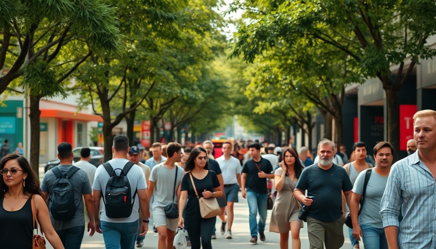 Busy Austin street with people walking and searching for retail space.