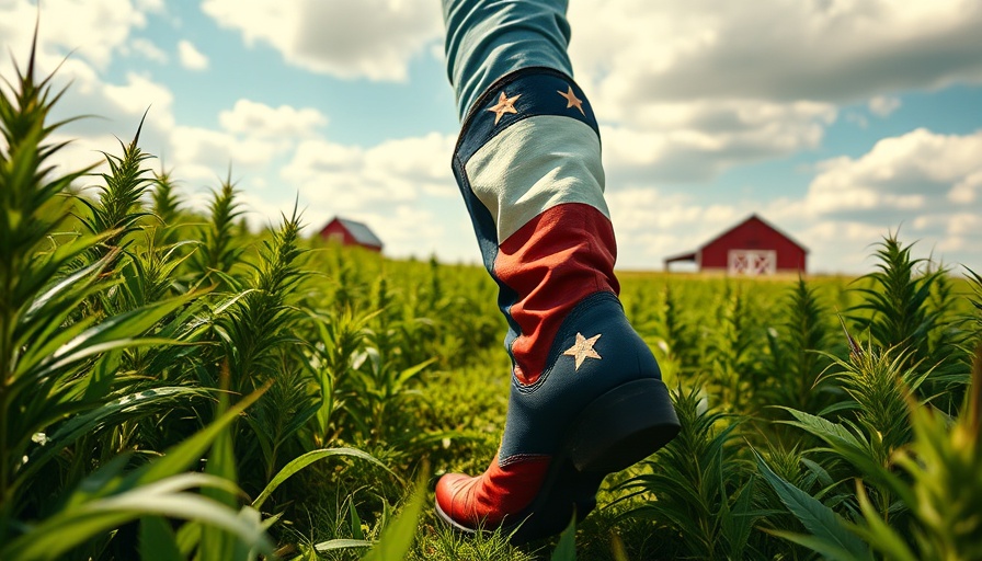 Texas Hemp Industry illustration with boot and hemp field.