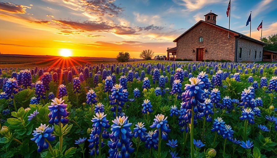 Scenic field of bluebonnets in Texas at sunset, highlighting scarcity.