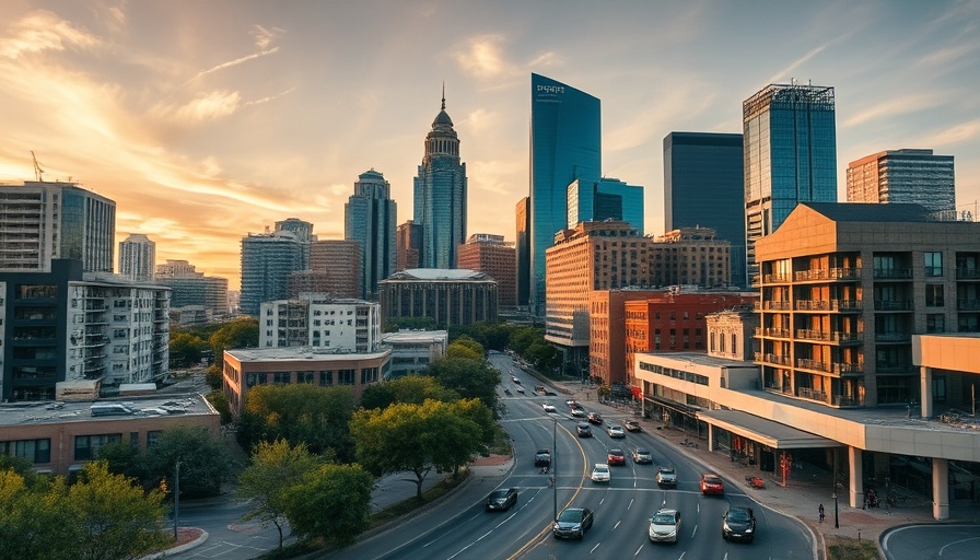 Austin real estate market cityscape at sunset.