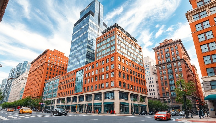 Urban scene in downtown, showcasing modern architecture under bright sky. Keywords: northwest houston real estate trends.