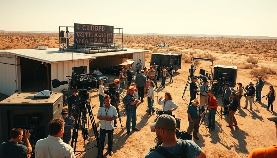 Film set in Texas with crew, showcasing Texas film industry funding.