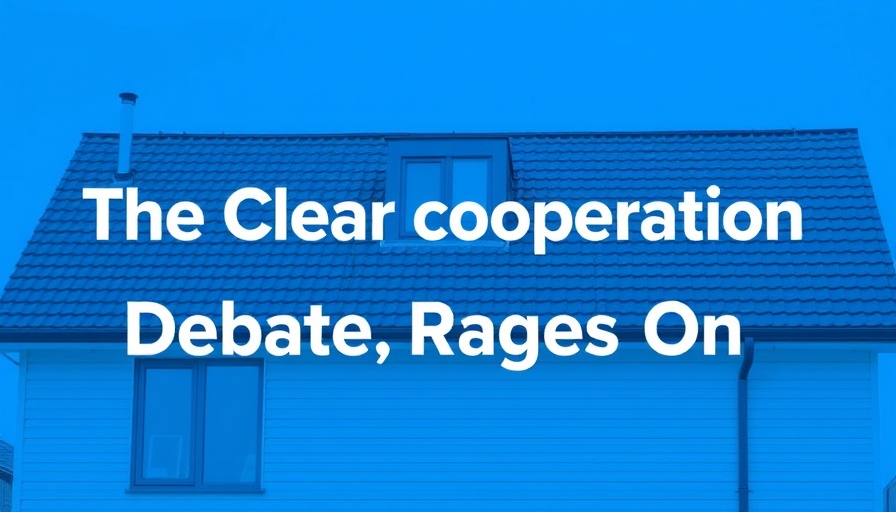 Real estate debate on private listings sign, blue design.