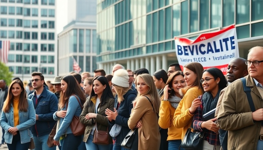 Harris County early voting turnout with diverse group waiting in line.