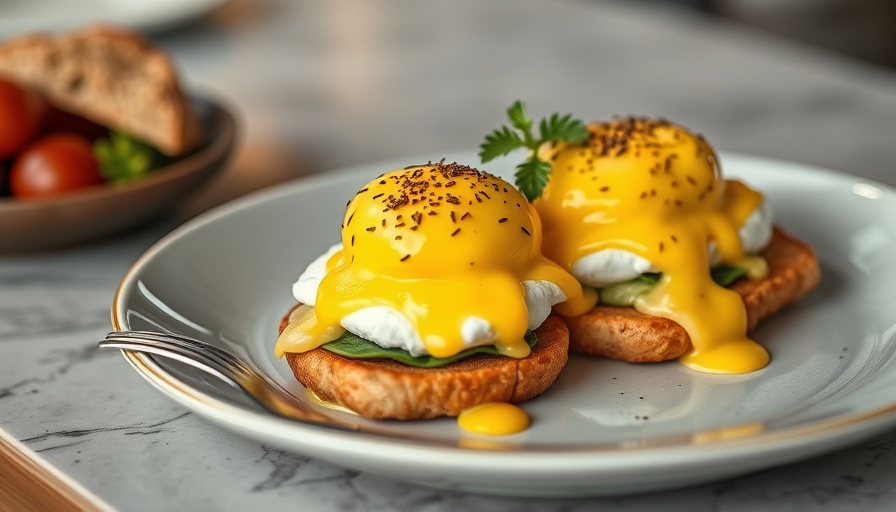 Gourmet eggs Benedict served for Austin Mother's Day dining.