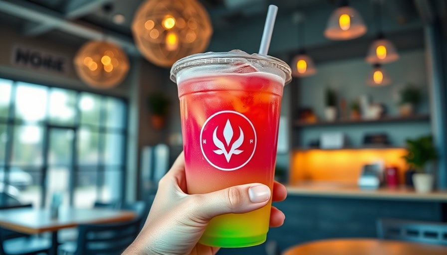 Vibrant iced drink in Houston coffee culture, warm cafe setting.