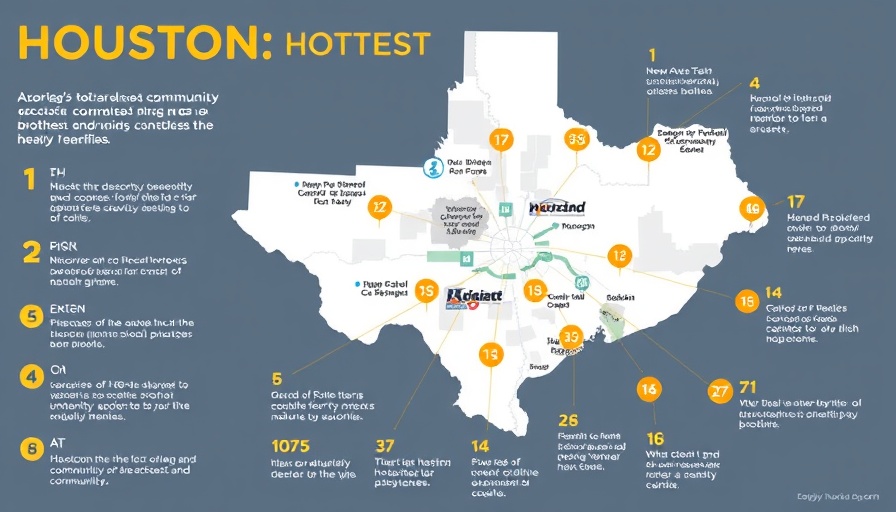 Map highlighting hottest areas for home sales in Houston, Q1 2025.