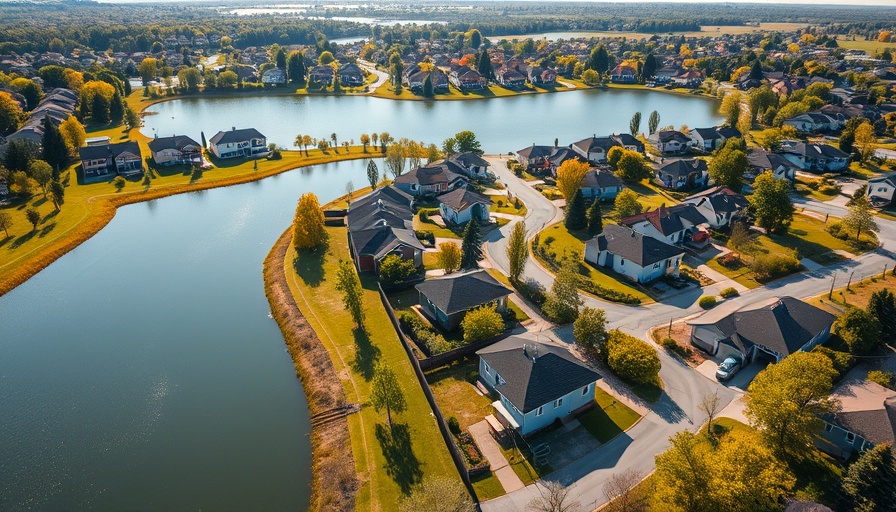 Aerial view of suburban neighborhood highlighting housing affordability in northwest Houston.