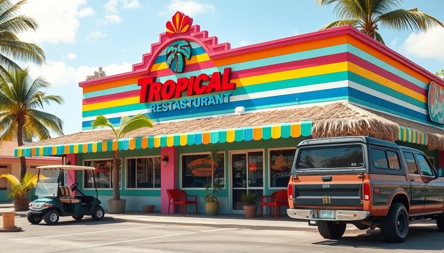 Tropical-themed restaurant in Port Aransas with vibrant colors