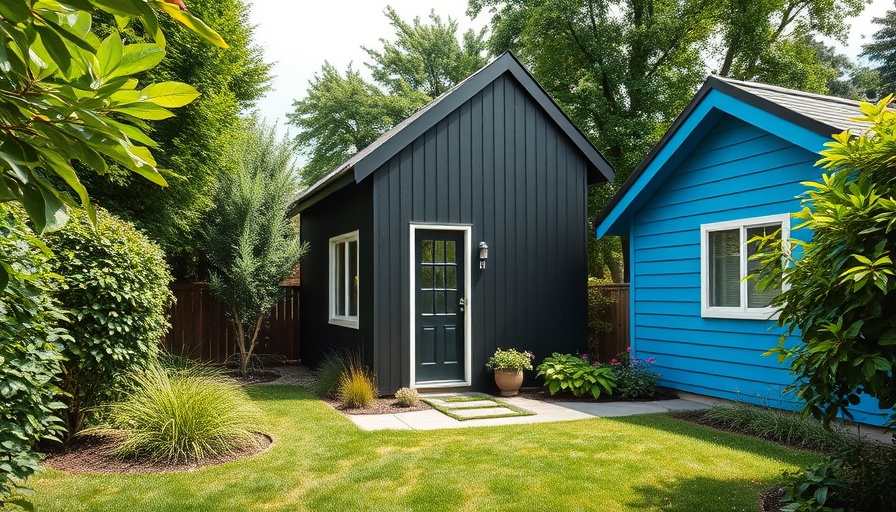 Montlake Spite House in its green backyard with another house.