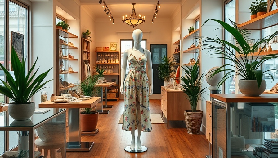 Boutique interior with summer fashion display, Austin summer events.