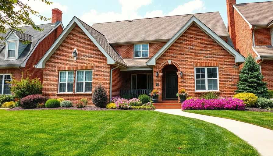 Brick house in master-planned community Magnolia Woods with manicured lawn.
