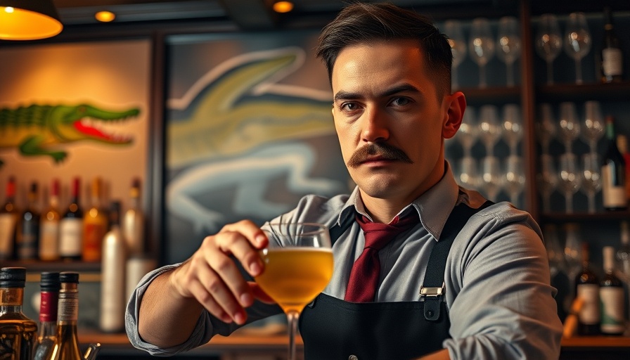 Bartender making farm-to-bar cocktails Austin