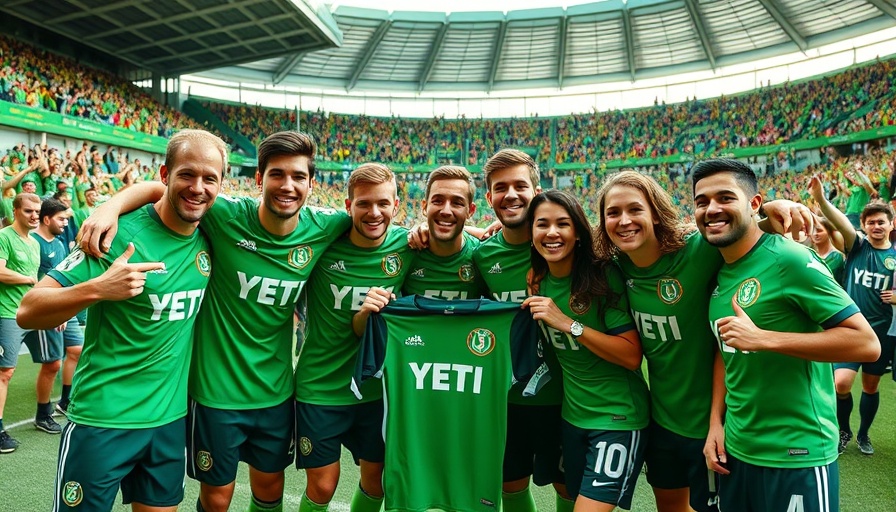 Austin community soccer team poses at the stadium.