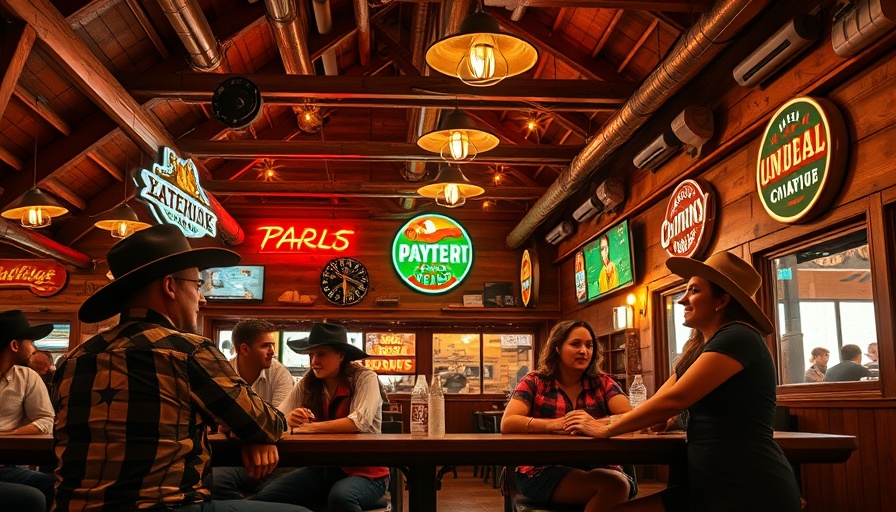 Western-themed restaurant scene with cowboy attire, Austin summer events.