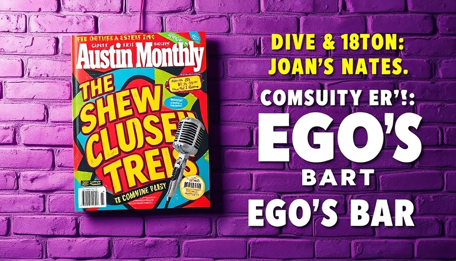 Austin community events poster promoting Ego's Bar event.