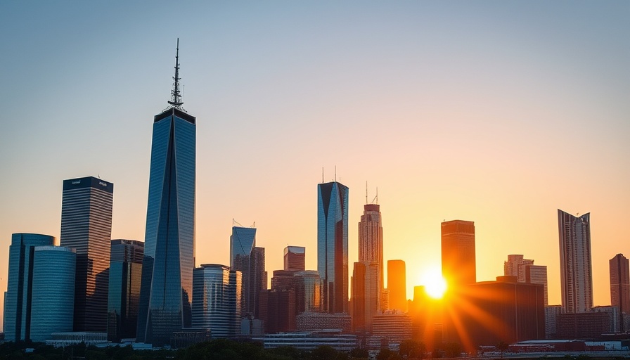 Houston skyline in 2025 during sunset, showcasing the dynamic housing market.