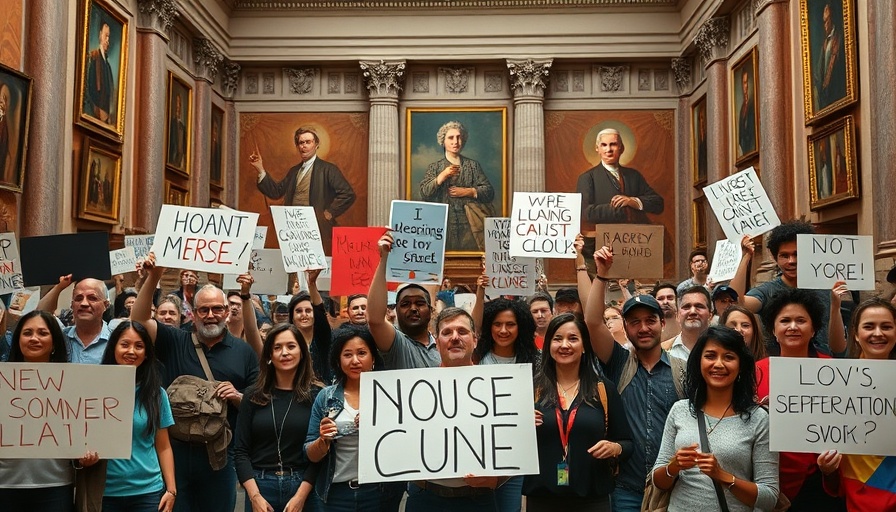 Austin redistricting protest in government building with signs.
