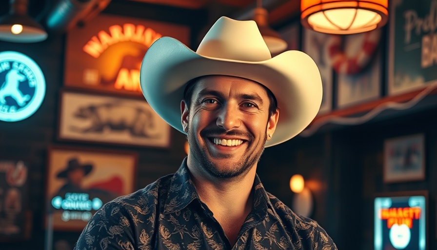 Neon Rainbows country music Austin bar scene, cowboy hat man