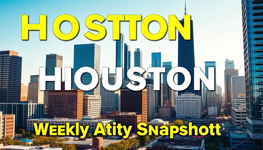 Houston skyline with sales surge snapshot overlay.