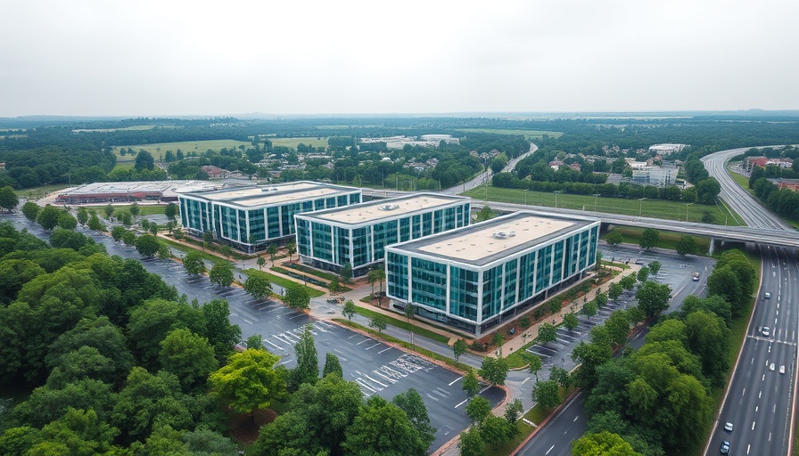 Aerial view of northwest Houston real estate trends showing office buildings.