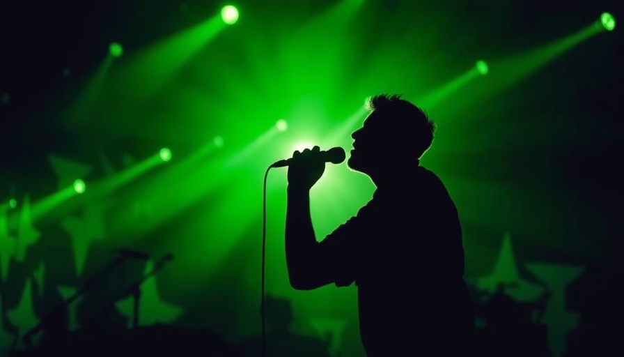 Silhouette of singer performing at Nine Inch Nails concert in Houston.