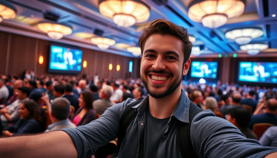 Casual man selfie at Inaugural Outside Fest indoor event.