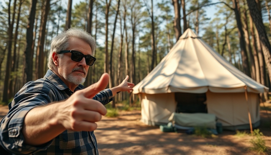 NatureHike Instant Set Up Tent displayed in a forest with a man pointing.