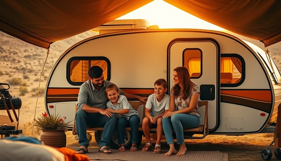 Family camping with travel trailer under 5000 pounds in desert