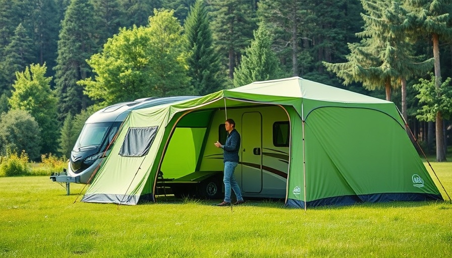 NatureHike Cape tent setup in grassy field with camper.