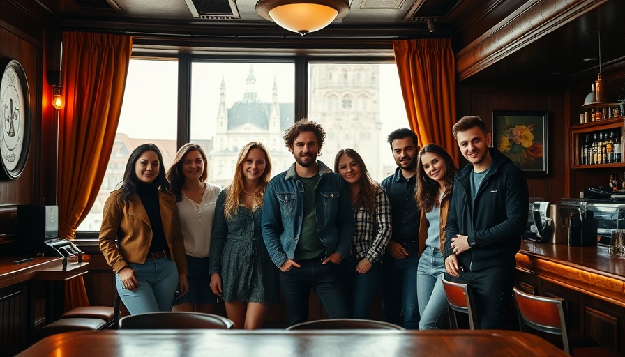 Glamping Neighborhood Bar with trendy people in vintage setting