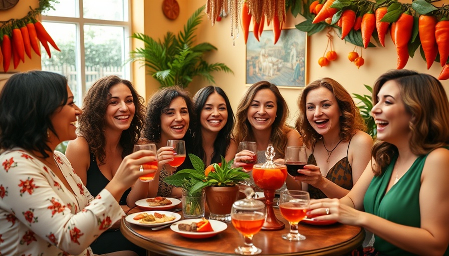 Vibrant group celebrating Habanero High Tea with spicy treats.
