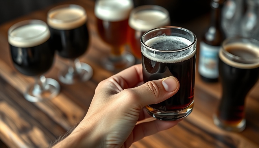 Close-up of beer tasting samples on a wooden table, suggesting weekend activities.