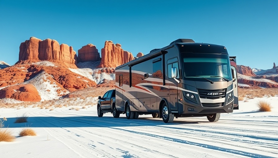RV trailer weight ratings in snowy desert landscape.