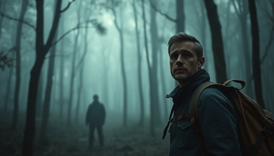 A strange night of camping in a misty forest with a shadowy figure.