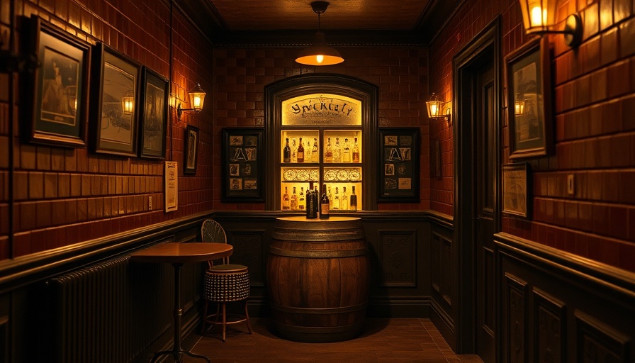 Entrance to Sydney's new basement speakeasy with barrel display.