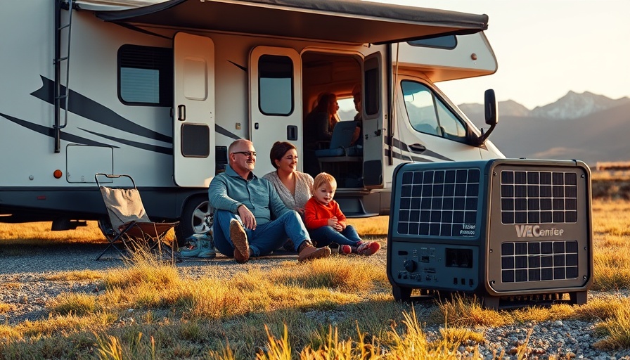 Best RV solar generator powering camper in scenic outdoor setting.