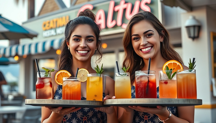 Margarita Month celebration at Salty's Bondi with a woman serving cocktails.