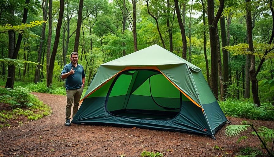 Kakadu BlockOut 1P Cot Tent displayed with man in forest setting.